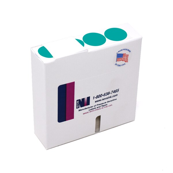1" Color Coding Dots Aqua - Roll Form